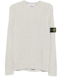 Stone Island - Pullover Mit Rippstrick Und Logo-Patch - Lyst