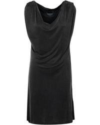 Rrd - Kleedjes ,Zwart ,Polyester Mouwloze Jurk Met V-Hals - Lyst
