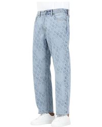 Calvin Klein - Denim Rechte Jeans Met All-Over Logo Print - Lyst