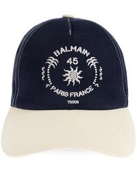 Balmain - Accessoires ,Blauw ,Katoen Baseball Cap - Lyst