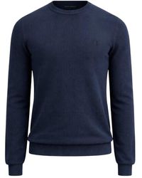 Fred Perry - Truien & Vesten ,Blauw ,Katoen Ronde Hals Knitwear - Lyst