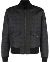 Dolce & Gabbana - Jassen ,Zwart ,Wol Geribbelde Bomberjack Met Ritssluiting - Lyst
