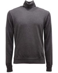 Herno - Truien & Vesten ,Grijs ,Wol Wollen Coltrui Dolcevita-Stijl - Lyst