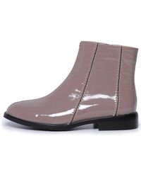 CESARE GASPARI - Glanzende Stiefeletten Mit Reißverschluss Brie - Lyst