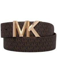 Michael Kors - Accessoires ,Bruin ,Leer Omkeerbare Leren Riem Met Monogram - Lyst