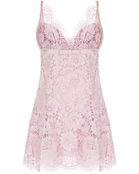 Self-Portrait - Kleedjes ,Roze ,Katoen Floral Lace Dress - Lyst