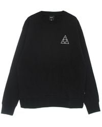Huf - Schwarzer Crew Neck Sweatshirt Mit Logo - Lyst