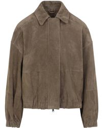 Brunello Cucinelli - Suede Leren Jas - Lyst