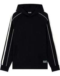 EA7 - Zwarte Hoodie Trui Met Logoprint - Lyst