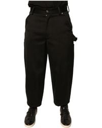 Dolce & Gabbana - Zwarte Katoenen Cropped Broek Met Knoop - Lyst