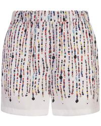 MSGM - Shorts blancos con estampado de perlas y cintura elástica - Lyst