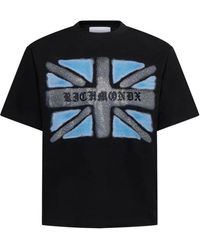 RICHMOND - T-Shirt Met Vervaagde Union Jack-Print En Logo - Lyst