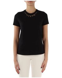 Elisabetta Franchi - T-shirt in cotone con catena decorativa rimovibile - Lyst