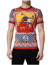 Dolce & Gabbana - Jersey T-Shirt Met Carretto Patchwork Print - Lyst