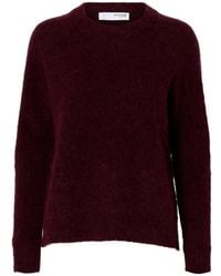 SELECTED - Dunkellila Strick O-Neck Pullover - Lyst