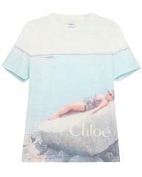 Chloé - T-Shirt Met Ronde Hals En Logo - Lyst