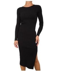 Marella - Kleedjes ,Zwart ,Polyester Zwarte Gebreide Jurk - Lyst