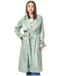 Fracomina - Grüner langer trenchcoat mit gürtel - Lyst
