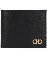 Ferragamo - Accessoires ,Zwart ,Leer Gancini Bifold Portemonnee - Lyst
