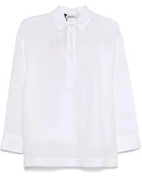 Max Mara - Leinenpolo-Shirt Mit Asymmetrischem Saum - Lyst