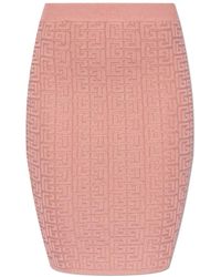 Balmain - Monogram Glitter Midi Rok - Lyst
