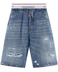 DSquared² - Korte Broeken ,Blauw ,Denim Surfer Denim Bermuda Shorts - Lyst