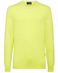 Philipp Plein - Truien & Vesten ,Geel ,Cashmere Pullover Round Neck Ls Skull And Plein - Lyst