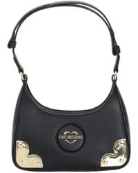 Love Moschino - Schwarze handtasche mit verstellbarem griff und goldenem logo - Lyst