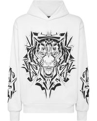 Philipp Plein - Fitness ,Wit ,Katoen Hoodie Sweatshirt Thunder Tiger - Lyst