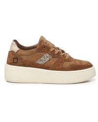 Date - Bruine Leren Sneakers Court Platform - Lyst