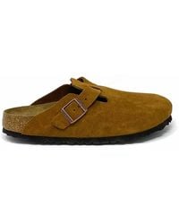 Birkenstock Boston Soft Footbed Suede Leather Sandals - Braun