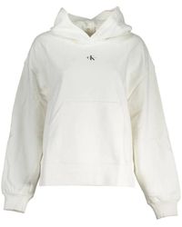 Calvin Klein - Hoodies & Sweatvesten ,Wit ,Katoen Witte Katoenen Sweater Hoodie - Lyst