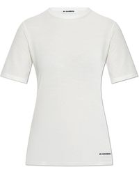 Jil Sander - Tops ,Wit ,Katoen T-Shirt Met Logo - Lyst