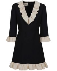 Valentino Garavani - Kleid Mit Gerüschtem Saum Aus Crêpe Couture - Lyst