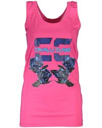 Roberto Cavalli - Tops ,Roze ,Katoen Roze Katoenen Tank Top - Lyst