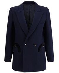 Blazé Milano - Velvet Trim Double Breasted Blazer - Lyst