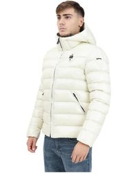 Blauer - Jassen ,Polyester Witte Puffer Jacket Met Ruitpatroon - Lyst