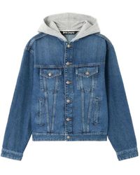 Palm Angels - Jassen ,Blauw ,Denim Curved Logo Denim Jacket - Lyst