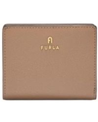 Furla - Camelia Compact Wallet Greige Textured Leather - Lyst