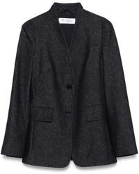 Max Mara - Jassen ,Blauw ,Blauwe Jas Met Voorknoopsluiting - Lyst