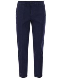 Fay - Broeken ,Blauw ,Katoen Slim-Fit 5-Pocket Broek - Lyst