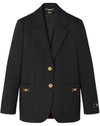 Versace - Zwart Goud-Tone Knoop Blazer Jas - Lyst