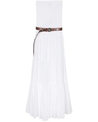 Michael Kors - Elegant white maxi dress,gerüschtes georgette kleid mit taillengürtel - Lyst