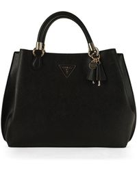 Guess - Borsa a mano in ecopelle gizele con placca logo - Lyst