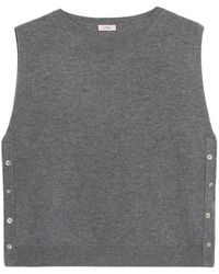 Oltre - Truien & Vesten ,Grijs ,Wol Wollen En Kasjmier Vest Met Knopen - Lyst