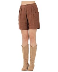 hinnominate - Braune Leinen-Shorts Für Frauen - Lyst