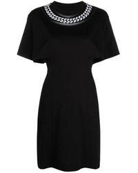 Givenchy - Kleedjes ,Zwart ,Katoen Abito Corto Catena Embossed - Lyst