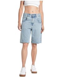Replay - Korte Broeken ,Blauw ,Katoen Bermuda Shorts - Lyst