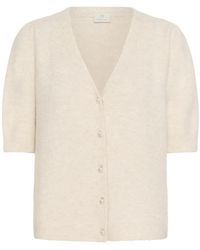 Kaffe - Strickjacke Mit Kurzen Ärmeln Und V-Ausschnitt - Lyst