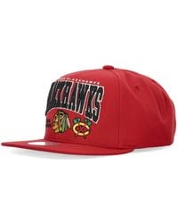 Mitchell & Ness - Accessoires ,Rood ,Polyester Chicago Blackhawks Nhl Champ Snapback Pet - Lyst